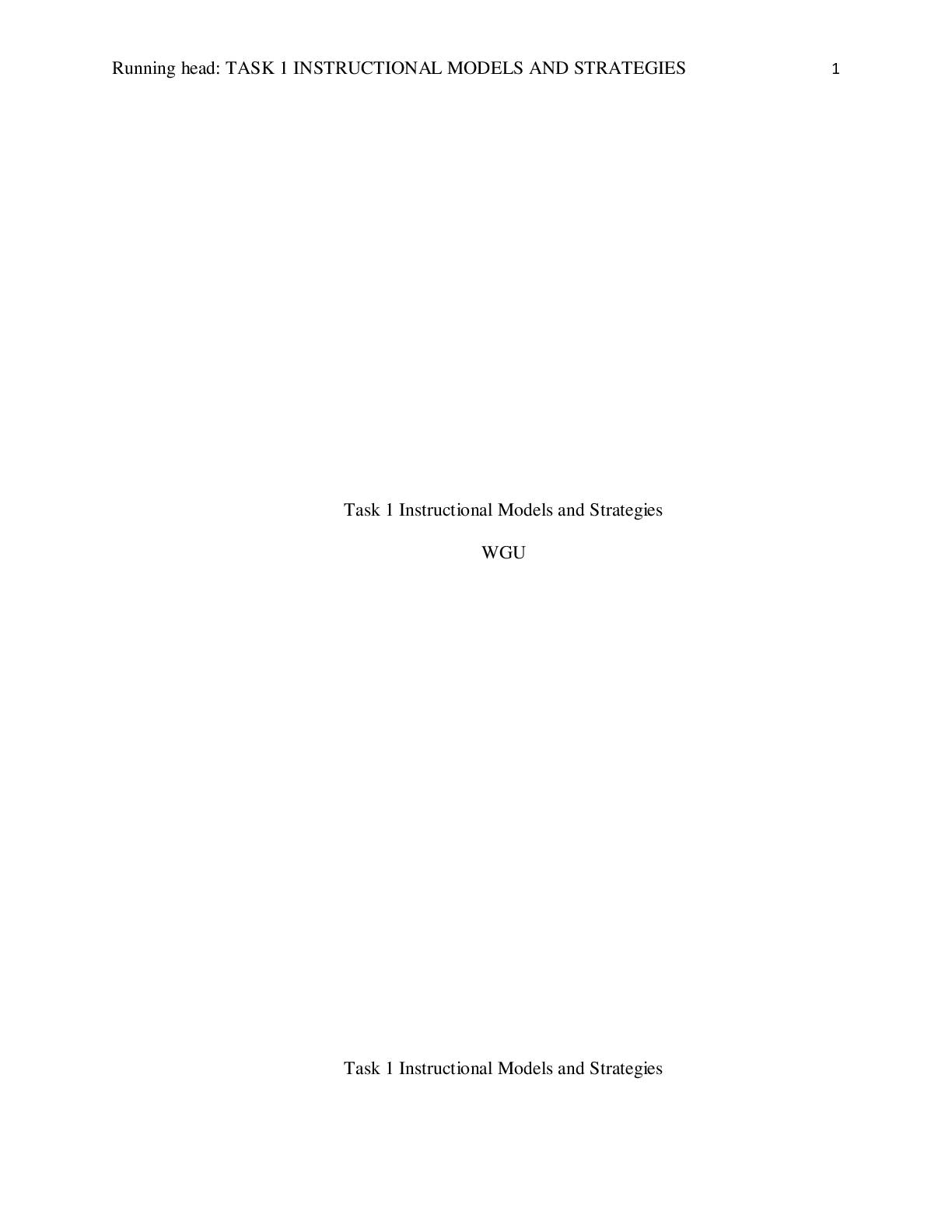 Preview image of PSYCH C552 - Task 1 Instructional Models and Strategies document